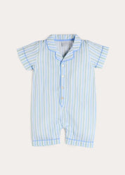 Winston Stripe Light Weight Short All-In-One Pyjamas in Green (9mths-2yrs) NIGHTWEAR from Pepa London