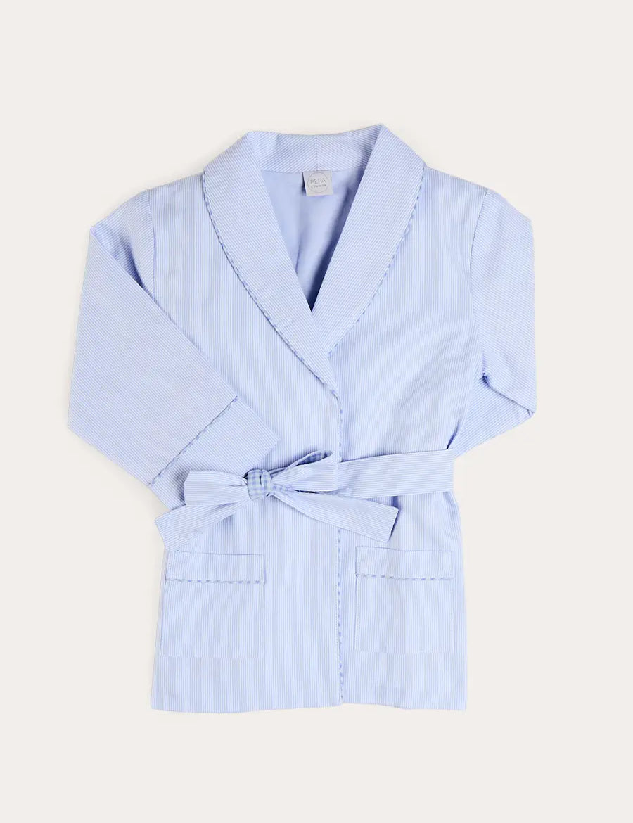 Barnaby Stripe Light Weight Dressing Gown in Blue (2-10yrs) Nightwear from Pepa London