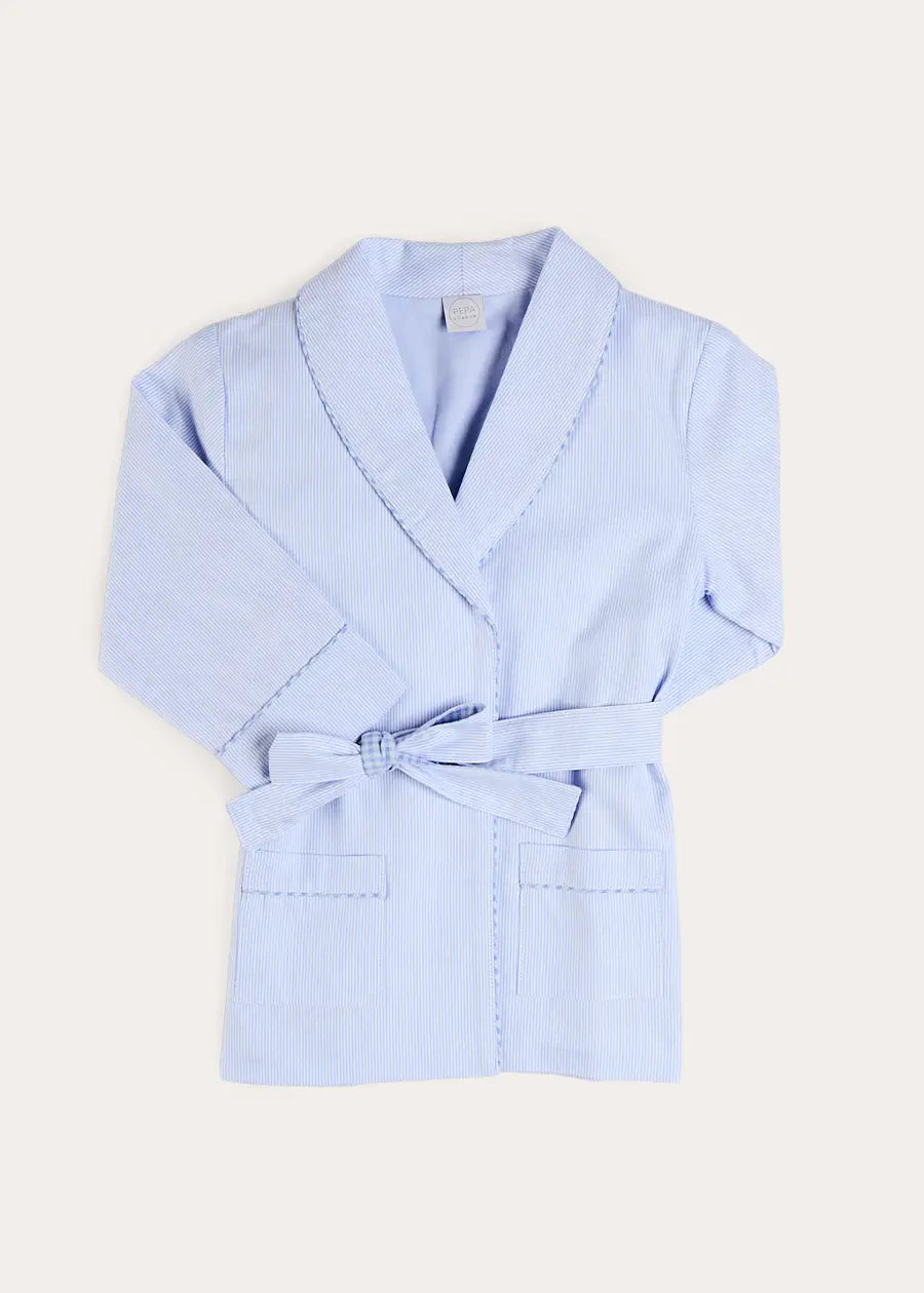 Barnaby Stripe Light Weight Dressing Gown in Blue | Pepa London Barnaby Stripe Light Weight Dressing Gown in Blue | Pepa London