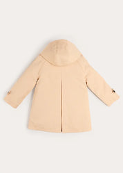 Double Breasted George Check Lined Rain Coat With Detachable Hood in Beige (2-10yrs) Coats from Pepa London