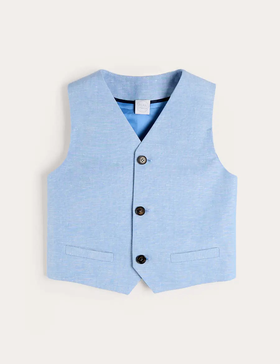 Plain Waistcoat in Sky Blue (4- 10yrs) Coats from Pepa London