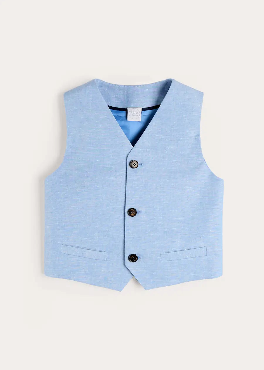 Plain Waistcoat in Sky Blue (4- 10yrs) Coats from Pepa London