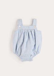 Alexander Stripe Sleeveless Button Detail Romper in Blue (3mths-2yrs) Rompers from Pepa London