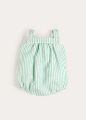 Wimbledon Stripe Button Detail Romper in Green (3mths-2yrs) Rompers from Pepa London