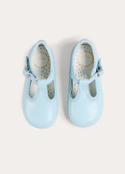 Leather T-Bar Baby Shoes in Sky Blue (20-26EU) Shoes from Pepa London