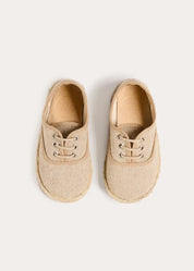 Linen Lace-up Espadrilles in Beige (24-35EU) Shoes from Pepa London