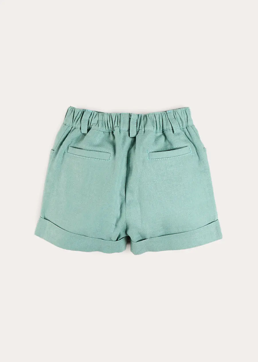Plain Insignia Elasticated Waistband Shorts in Sage Green (12mths-4yrs) Shorts from Pepa London