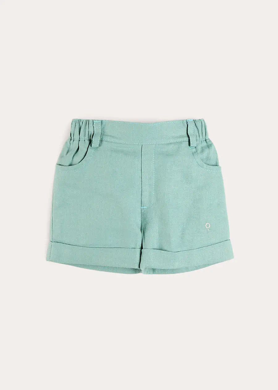 Plain Insignia Elasticated Waistband Shorts in Sage Green (12mths-4yrs) Shorts from Pepa London