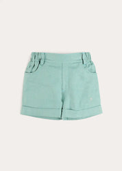Plain Insignia Elasticated Waistband Shorts in Sage Green (12mths-4yrs) Shorts from Pepa London