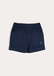 Insignia Elasticated Waist Turn-up Shorts in Navy (12mths-4yrs) Shorts from Pepa London