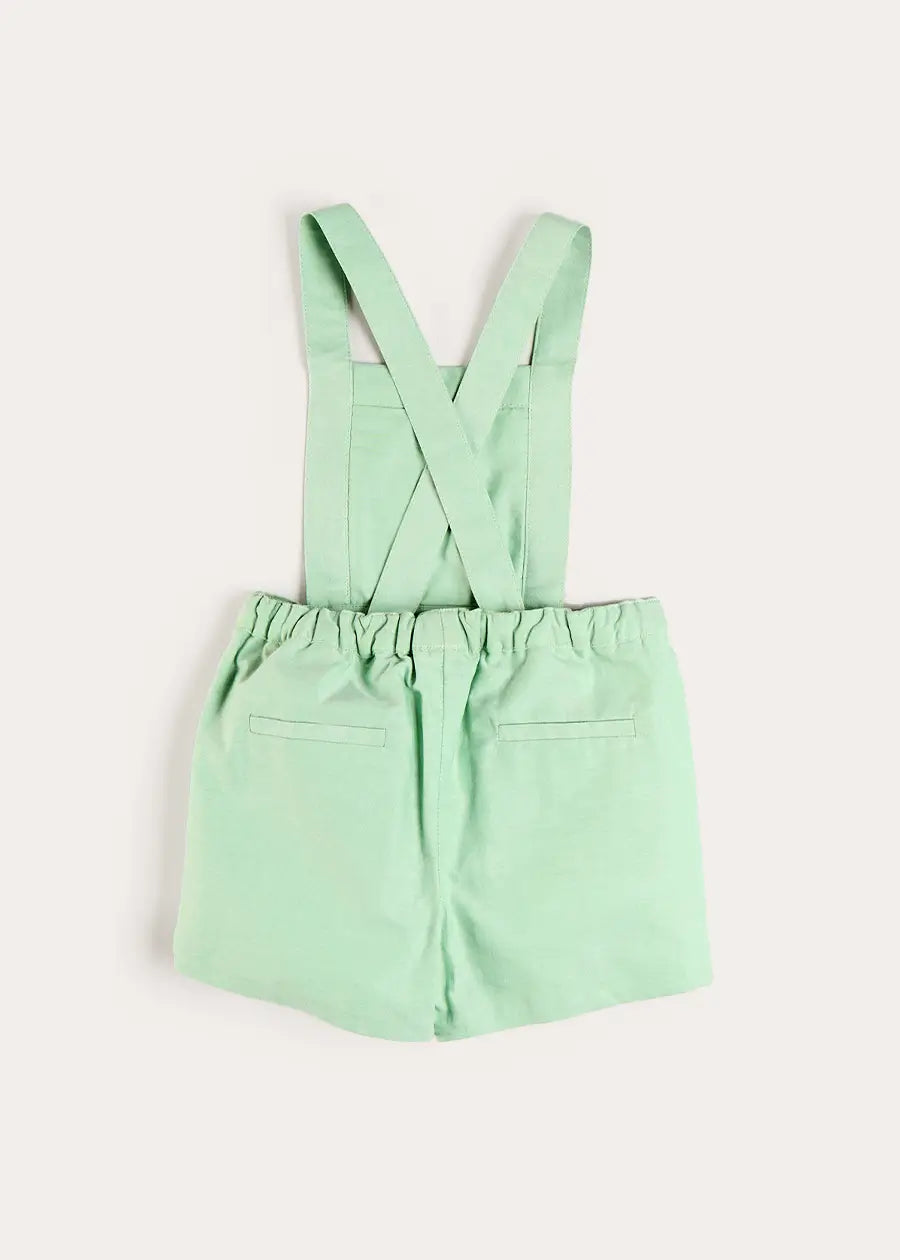 Elephant Embroidered Smocked Dungarees in Sage Green (18mths-4yrs) Shorts from Pepa London