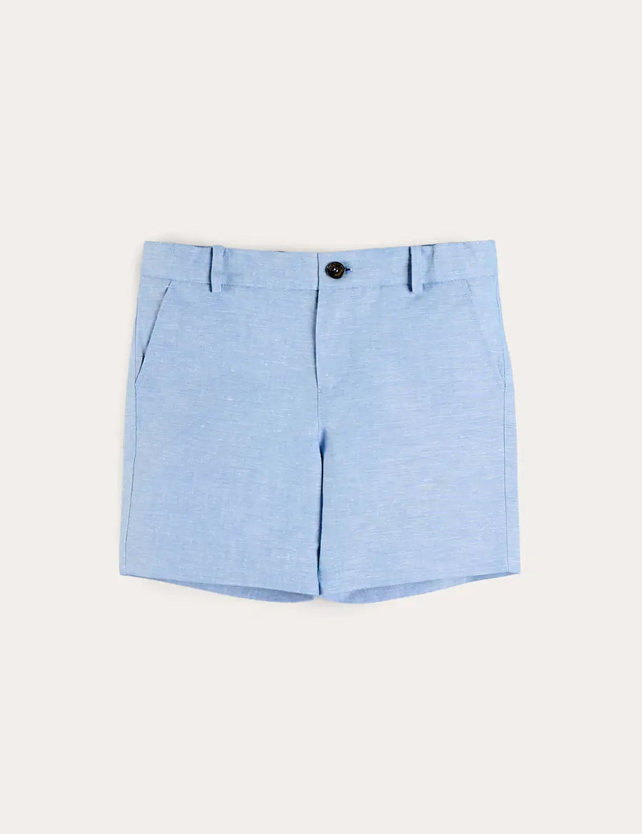 Linen Blend Tailored Shorts in Sky Blue (4-10yrs) Shorts from Pepa London