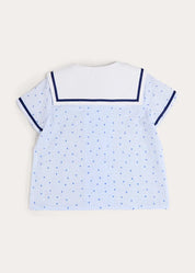 Noah Check Mariner Collar Double Breasted Shirt in Blue (18mths-6yrs) SHIRTS from Pepa London