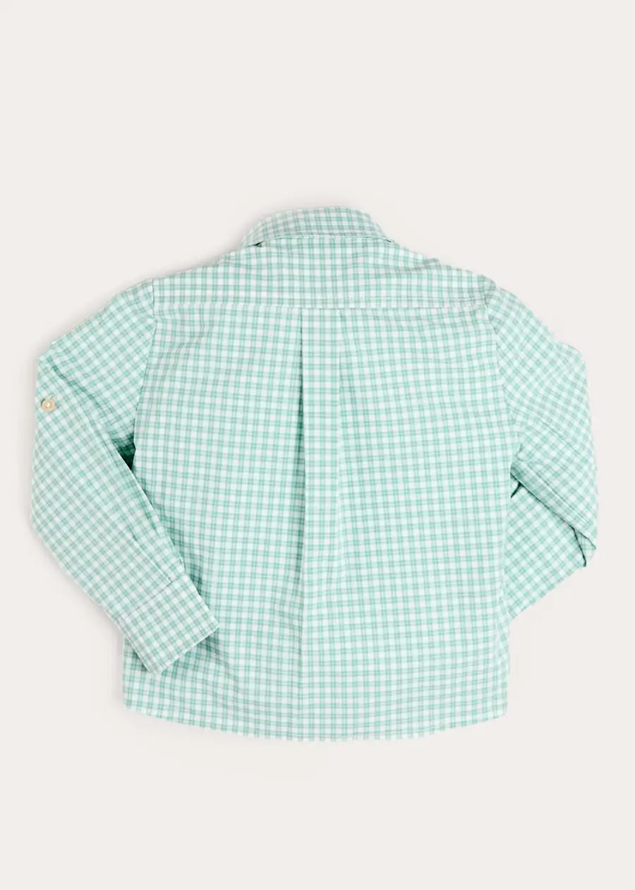 Lucas Check Pocket Detail Long Sleeve Shirt in Green (18mths- 10yrs) Shirts from Pepa London