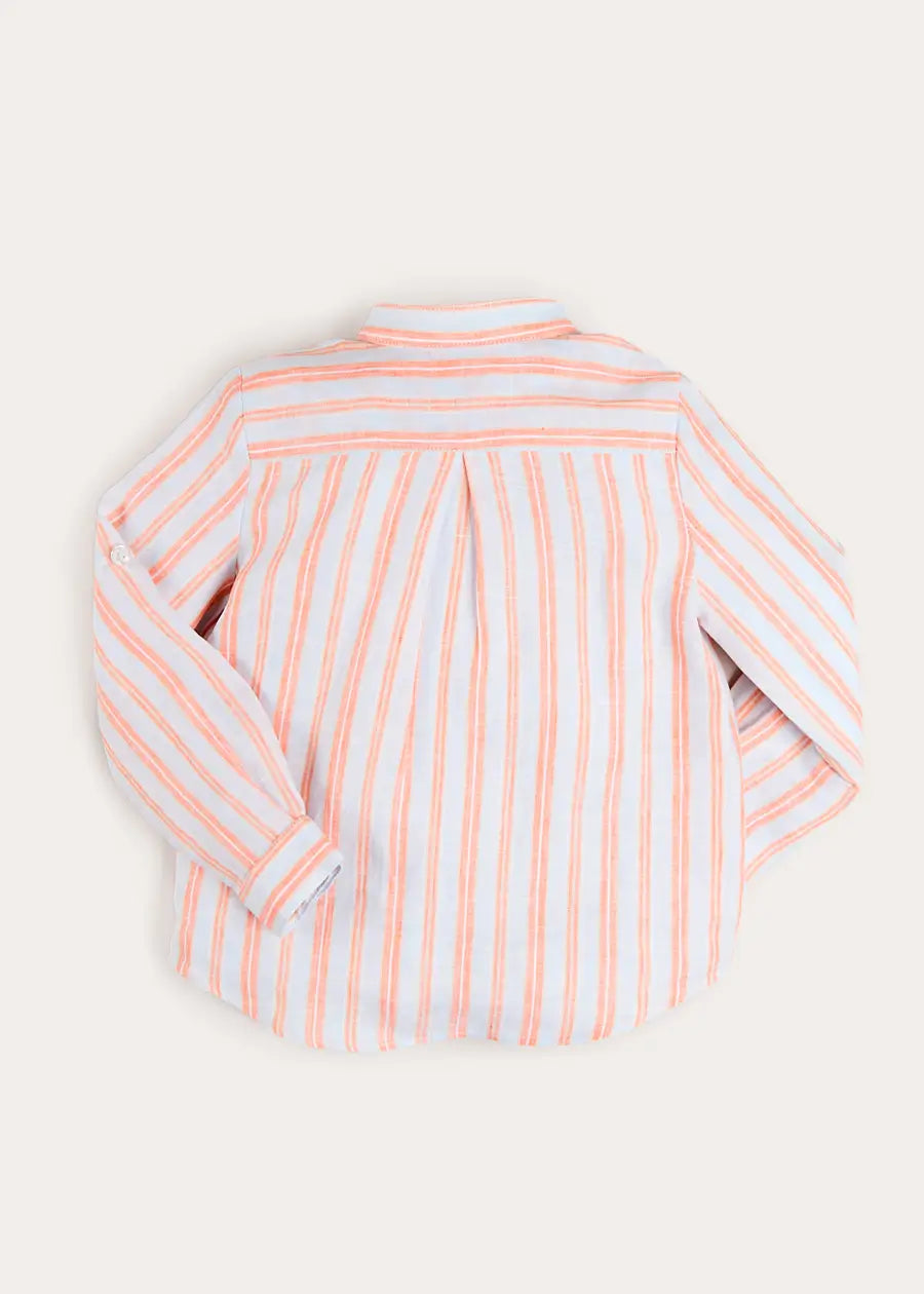 August Stripe Mao Collar Shirt in Orange (18mths- 10yrs) Shirts from Pepa London