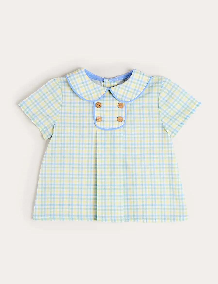 Pip Check Button Detail Short Sleeve Shirt in Green (12mths-5yrs) SHIRTS from Pepa London