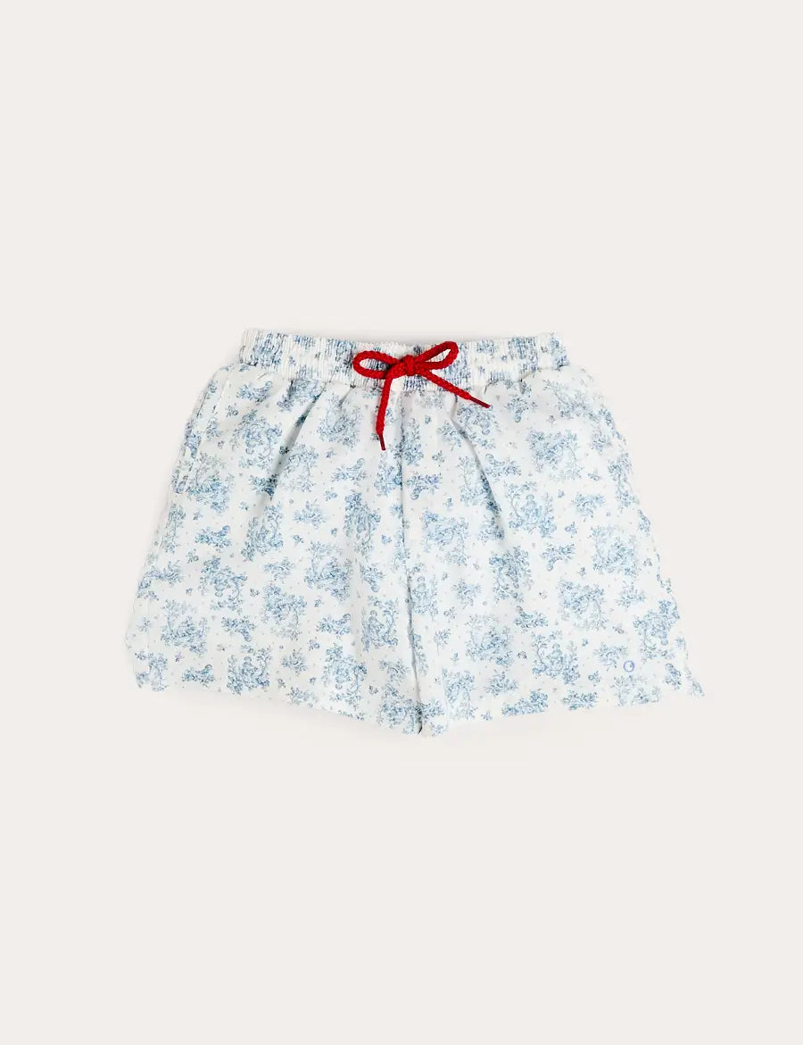 Audrey Toile Drawstring Swim Shorts in Blue (12mths- 10yrs) SWIMWEAR from Pepa London