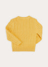 Cable Detail Crew Neck Jumper In Mustard Yellow (2-10yrs) KNITWEAR  from Pepa London