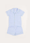 Gingham Contrast Piping Short Sleeve Pyjama Set in Blue (18mths-10yrs) Nightwear  from Pepa London