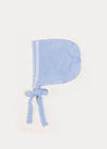 Lace Detail Knitted Bonnet in Blue (1-6mths) Knitted Accessories  from Pepa London