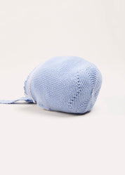 Lace Detail Knitted Bonnet in Blue (1-6mths) Knitted Accessories  from Pepa London