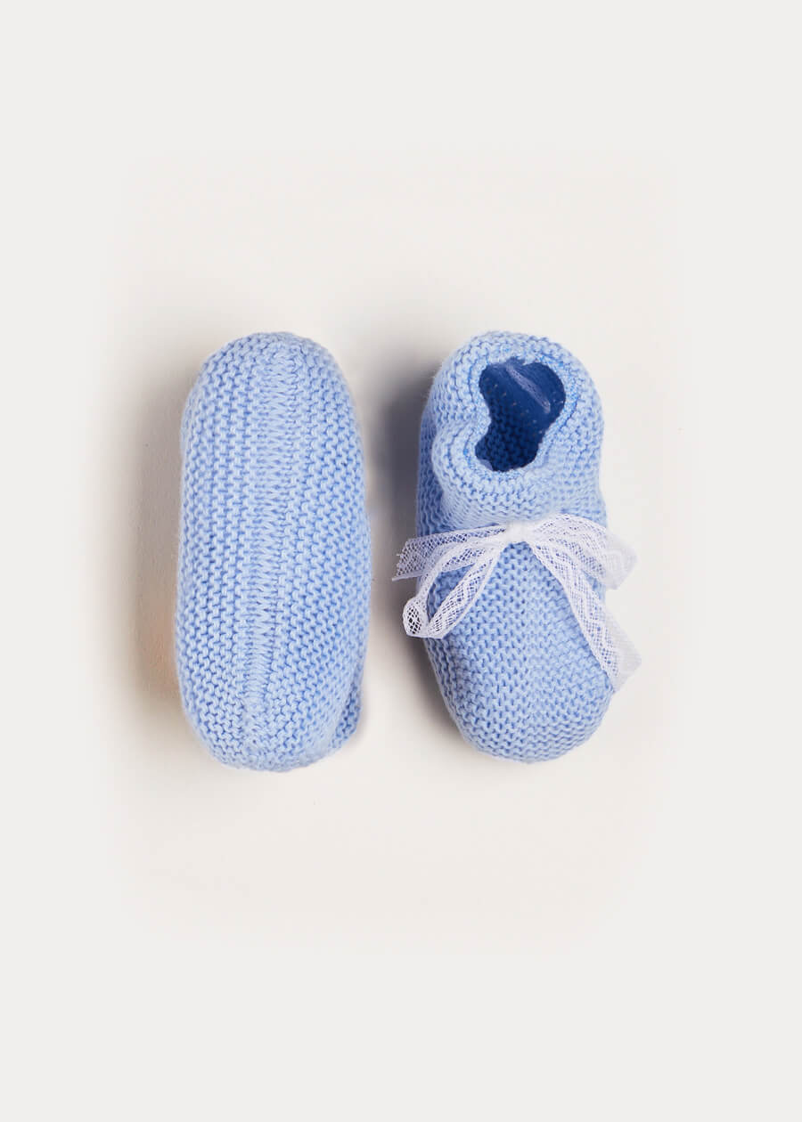 Lace Detail Knitted Booties in Blue Shoes  from Pepa London