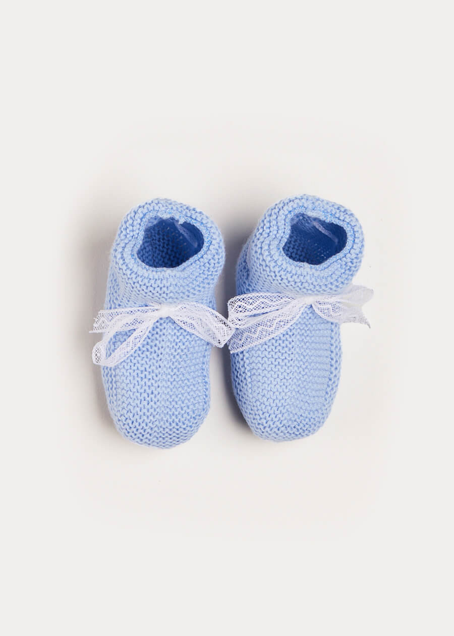 Lace Detail Knitted Booties in Blue Shoes  from Pepa London