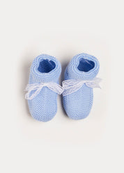 Lace Detail Knitted Booties in Blue Shoes  from Pepa London