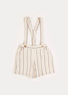 Light Striped Linen Shorts With Braces in Beige (18mths-4yrs) Shorts  from Pepa London