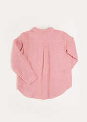 Mini Houndstooth Polo Collar Long Sleeve Shirt in Red (12mths-10yrs) Shirts  from Pepa London