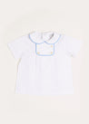 Peter Pan Collar Button Detail Short Sleeve Top in Blue (12mths-5yrs) Tops & Bodysuits  from Pepa London
