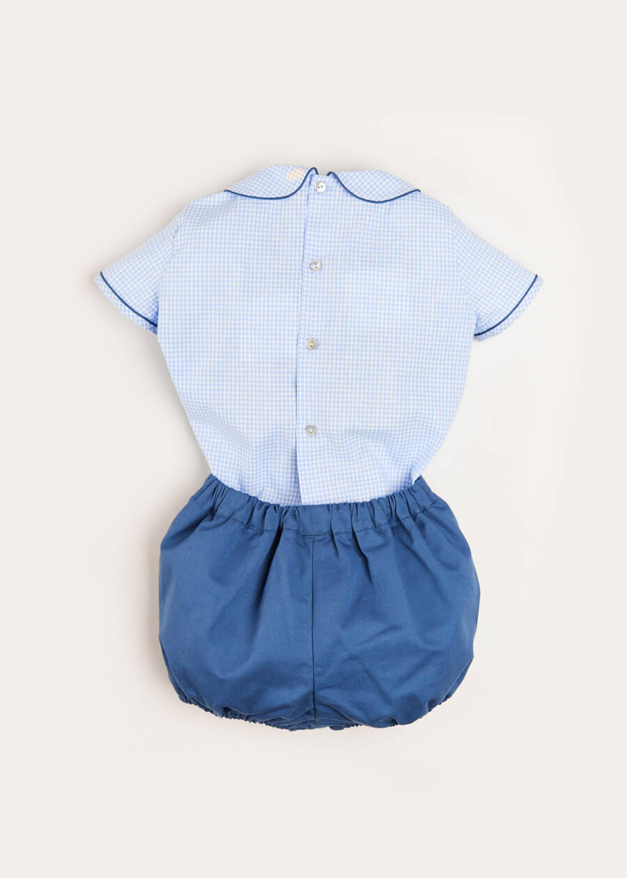 Peter Pan Collar Contrast Trim Short Sleeve Two Piece Set in Blue (6mths-3yrs) Two Piece Set from Pepa London