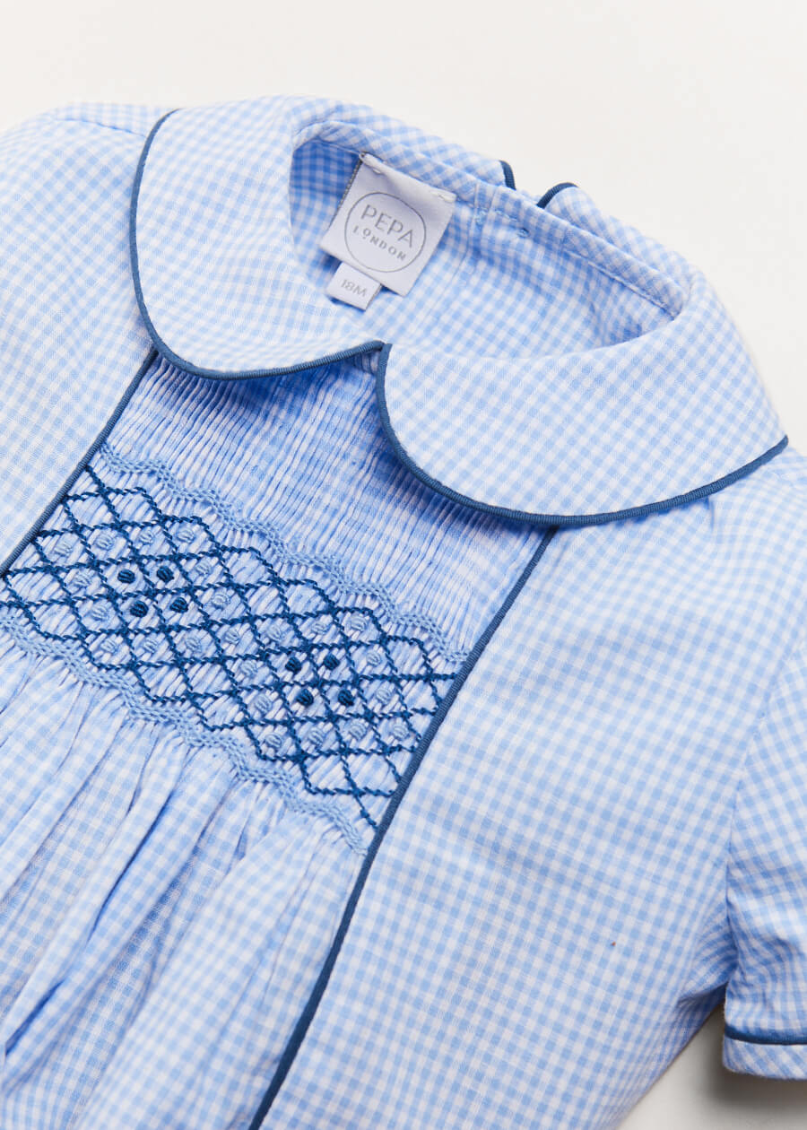 Peter Pan Collar Contrast Trim Short Sleeve Two Piece Set in Blue (6mths-3yrs) Two Piece Set from Pepa London