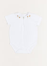 Peter Pan Collar Duck Embroidery Short Sleeve Bodysuit in White (3mths-2yrs) Tops & Bodysuits  from Pepa London