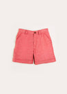 Plain Linen Shorts in Red (4-10yrs) Shorts  from Pepa London