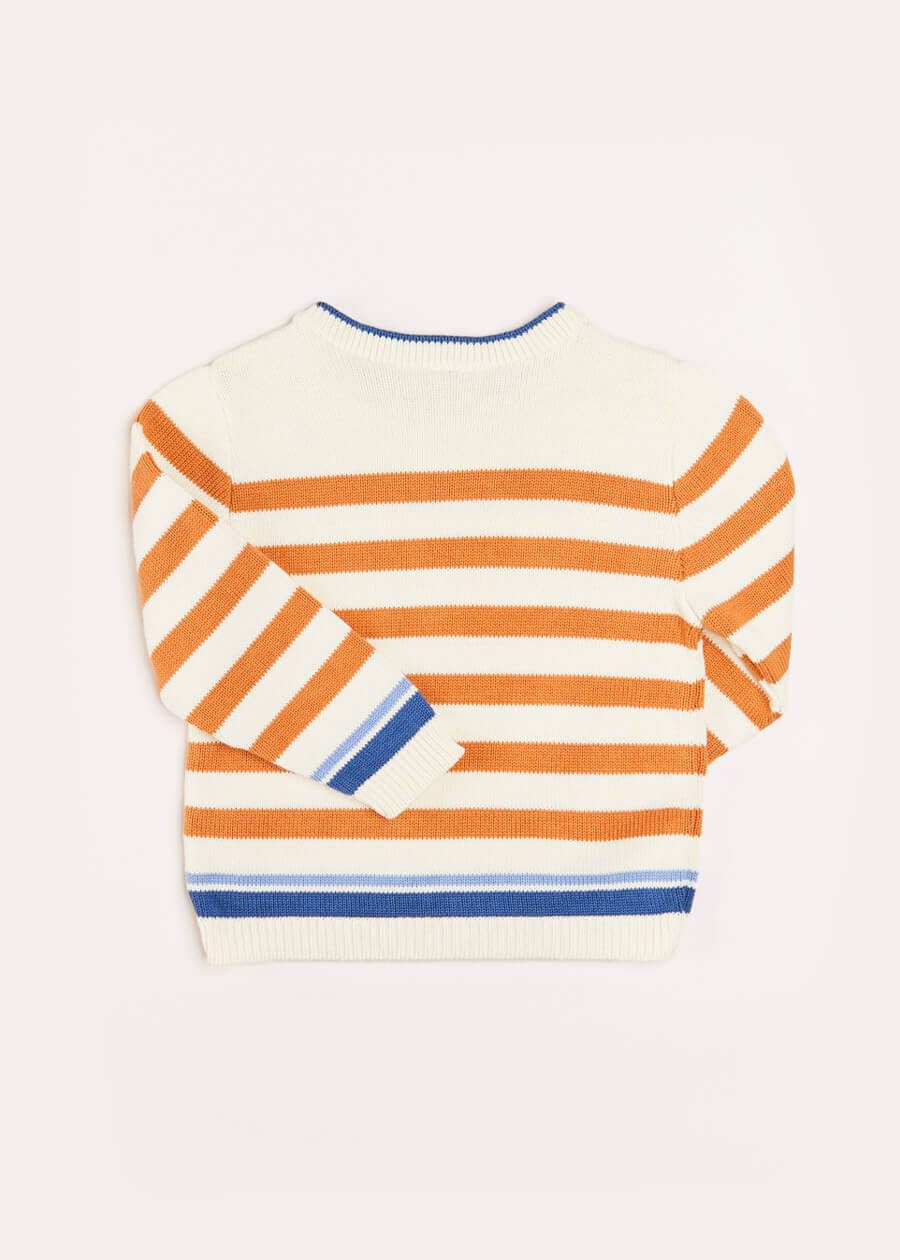 Striped Crewneck Jumper in Camel (12mths-10yrs) Knitwear  from Pepa London