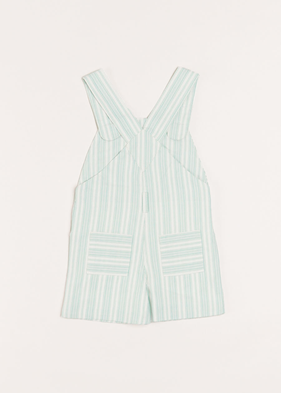 Striped Pocket Front Short Dungarees in Green (18mths-4yrs) DUNGAREES from Pepa London