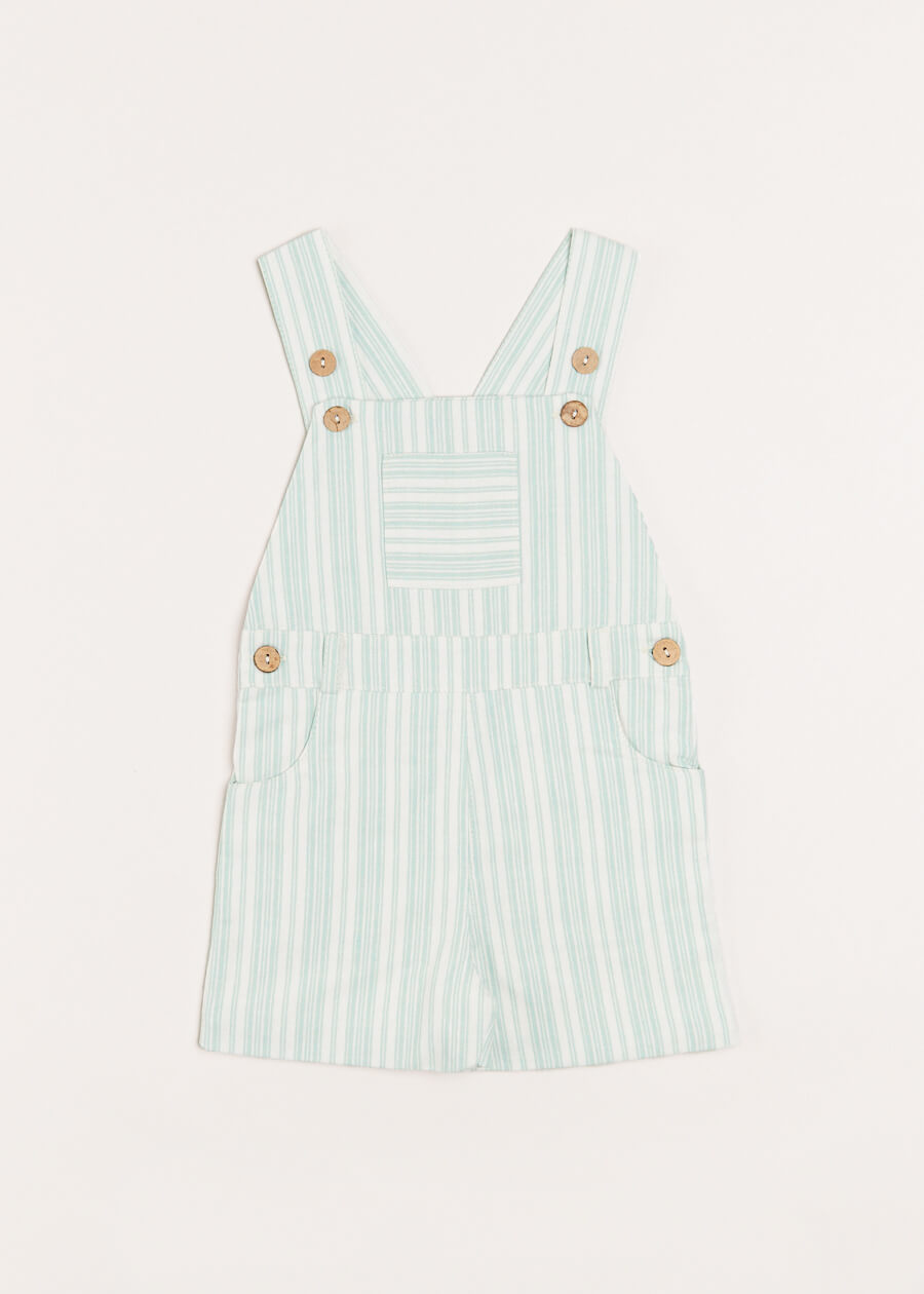 Striped Pocket Front Short Dungarees in Green (18mths-4yrs) DUNGAREES from Pepa London