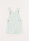 Striped Pocket Front Short Dungarees in Green (18mths-4yrs) Dungarees  from Pepa London