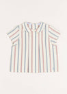 Striped Polo Collar Short Sleeve Shirt in Red (12mths-4yrs) Shirts  from Pepa London