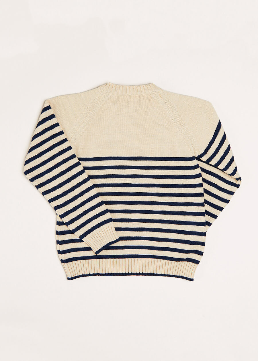 Whale Intarsia Striped Jumper in Blue (6mths-10yrs) Knitwear from Pepa London