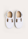 Woven T-Bar Baby Shoes in White (20-26EU) Shoes  from Pepa London