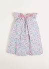 Amelia Floral Print Handsmocked Sleeveless Dress in Pink (12mths-10yrs) Dresses  from Pepa London