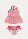 Annie Floral Print Bow Detail Two Piece Swimsuit in Pink (12mths-6yrs) Swimwear  from Pepa London