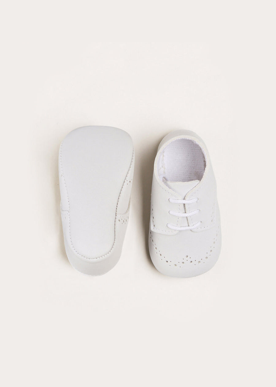 Celebration Lace-up Pram Shoes in White (17-20EU) Shoes  from Pepa London