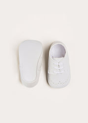Celebration Lace-up Pram Shoes in White (17-20EU) Shoes  from Pepa London
