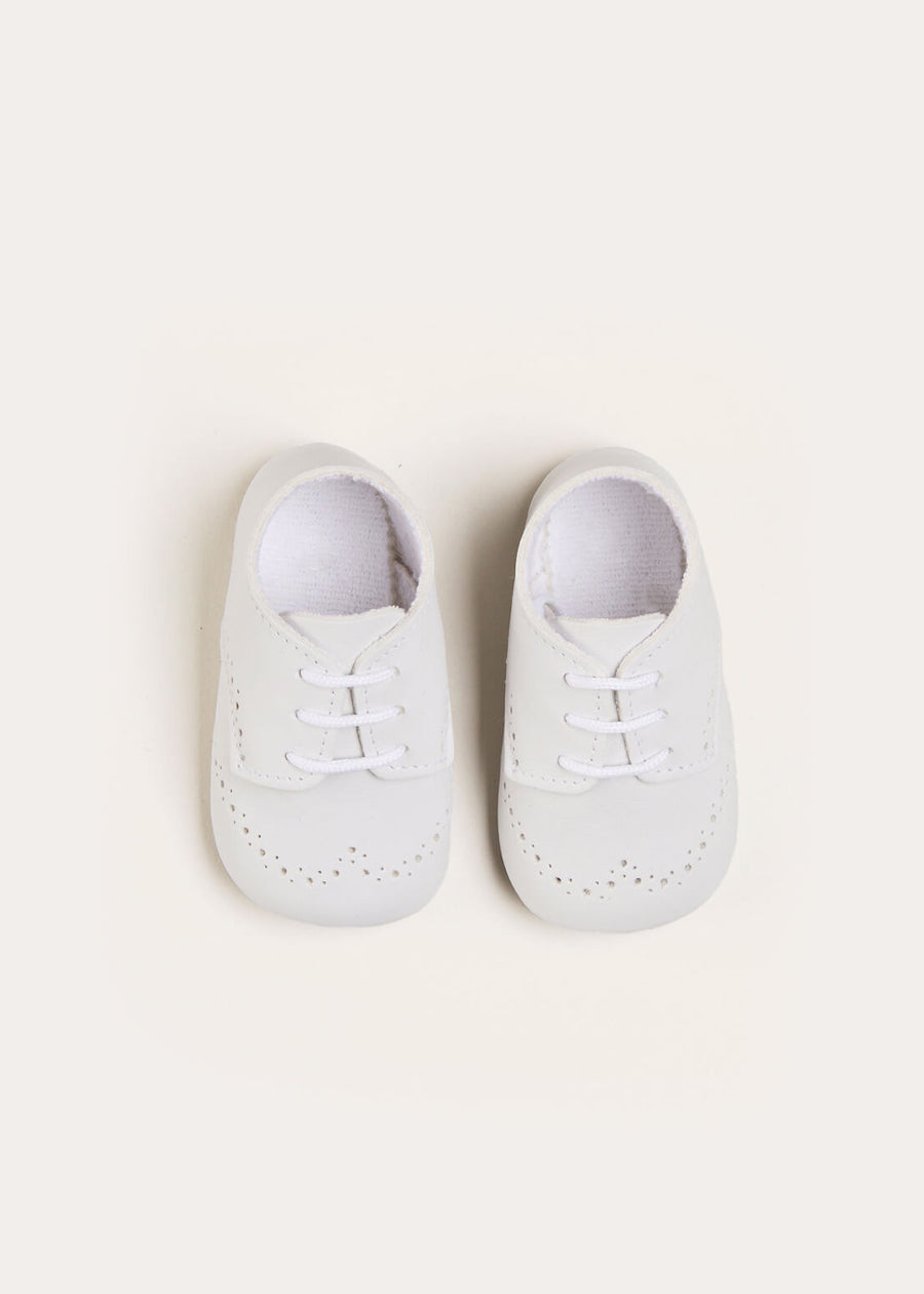 Celebration Lace-up Pram Shoes in White (17-20EU) Shoes  from Pepa London