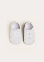 Celebration Lace-up Pram Shoes in White (17-20EU) Shoes  from Pepa London
