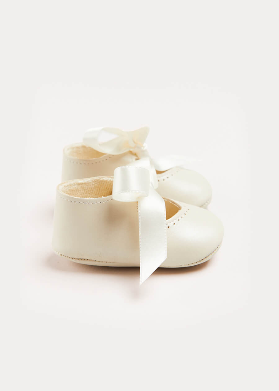 Celebration Ribbon Detail Mary Jane Pram Shoes in Beige (17-20EU) Shoes  from Pepa London