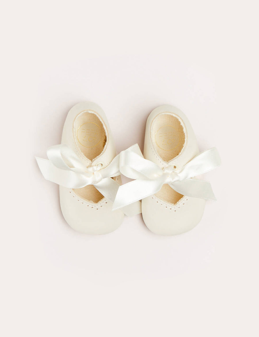 Celebration Ribbon Detail Mary Jane Pram Shoes in Beige (17-20EU) Shoes  from Pepa London